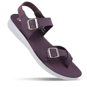 WALKAROO Women's Flat Sandal with Cushion Sole, Toe Seperator, Dual Straps with Buckles and Ankle Loop, Lightweight and Breathable - WLR78001 Purple