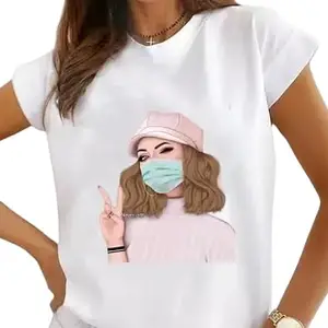 Women's Round Neck White Printed T-Shirt New_WPRNT#048_White_M