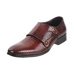Metro Men Tan Double Monk Leather Shoes UK/8 EU/42 (19-237)