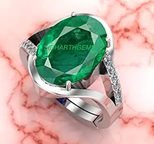 KUSHMIWAL GEMS 12.25 Ratti 11.40 Carat Certified Natural Emerald Panna Panchdhatu Adjustable Rashi Ratan Ring for Astrological Purpose Men & Women by Lab Certifeid