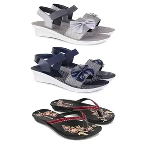Trendy Open-Toe Sandals for Women – Soft Padded Footbed, Summer Wear | (COMBO-3)-1971-1972-O18-7