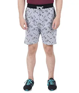 GOKUL FASHION Mens Grey Printed Short (M, Grey)