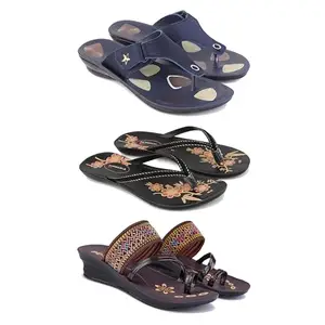Trendy Open-Toe Sandals for Women – Soft Padded Footbed, Summer Wear | (COMBO-3)-1973-O20-1951-5
