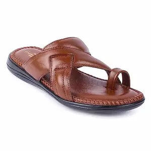 Ayashilp Classic Genuine Leather Men's Flip-Flops/slippers/chappal Versatile Office Wear Slippers (Brown, 6)