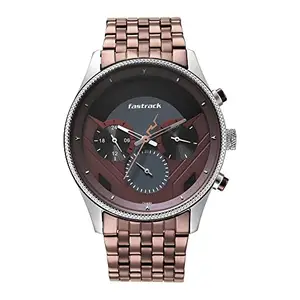 Fastrack Men Metal Analog Multicolor Dial Watch-3286Km01/Nr3286Km01, Band Color-Brown