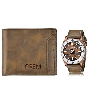 LOREM LOREM Combo of Men Watch & Artificial Leather Wallet-FZ-WL24-LR53