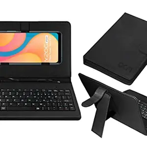 ACM Keyboard Case Compatible with Vivo Y20g 2021 Mobile Flip Cover Stand Direct Plug & Play Device for Study & Gaming Black