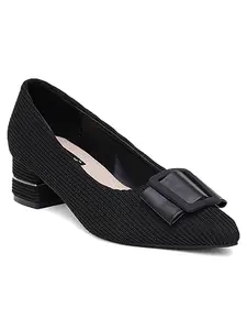 SHERRIF Women's Black Block Heel Pumps (SF-4396-BLACK-41)