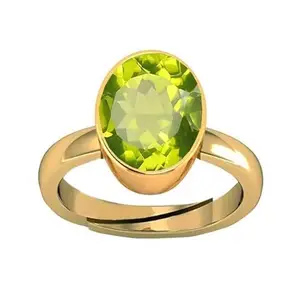 VKG GEMS Certified Unheated Untreatet 5.25 Ratti 4.32 Carat A+ Quality Natural Peridot Gold Plated Gemstone Ring For Women's and Men's(GB1)