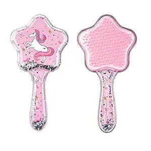 Vagminekreations Cute & Latest Unicorn Imported Novelty Glittery Star Brush Detangler Paddle Cushion Antistatic Hair Loss Massage Hairbrush 3D Unicorn Kids Hair Brush/Hair Comb