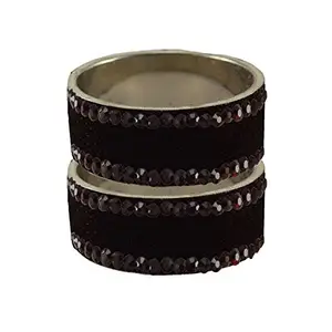 Vidhya Kangan Dark Maroon Stone Stud Brass Bangle (ban12633-2.9)