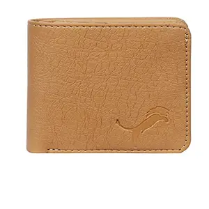 WILD EDGE Mens Tri-fold Leather Wallet | Artificial Leather Wallet for Men | Crunch Leather Wallet for Men (Tan)
