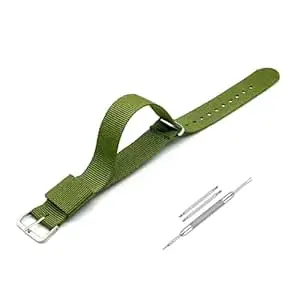 Lineon 18mm, 20mm & 22mm Stainless Steel 304 Buckle & Same Colour loop Nylon Vintage Style NATO Watch Strap ONE WAY NATO Nylon STRAP Imported Quality With Pins and Pin Remover Tool (Include)