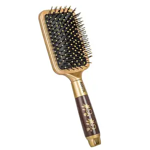 Ankita Golden Paddle Hair Brush with Nylon Bristle|Hair Brush with Strong and Flexible Soft Bristles|For Grooming, Straightening, Smoothing, Detangling Hair, Ideal for Men & Women|(A5)