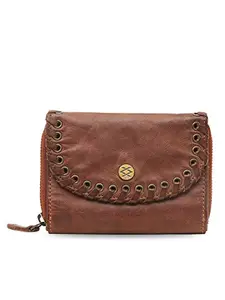 KOMPANERO Genuine Leather Brown Womens Wallet(C-11991-COGNAC)