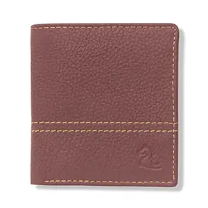 KARA Maroon Men's Genuine Leather Wallet - Bifold Contarst Stitched Wallet for Men with 6 Business Cards Slots