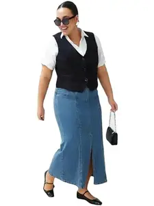 NEW-18 Black WaistCoat,Plus Size WaistCoat,Black WaistCoat,Cotton Blend WaistCoat,Casual WaistCoat,Office Wear WaistCoat,Women WaistCoat,WaistCoat07.