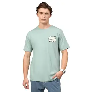 Club York Men Green Half Sleeve Round Neck Printed T-Shirt