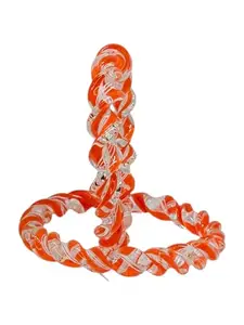NY LIFESTYLES Women's Glass Bangles – Clear Design | Traditional Ethnic Hand Accessories for Women & Girls | Stylish Lightweight Glass Bangles | Set of 2 (Orange - 2.8)