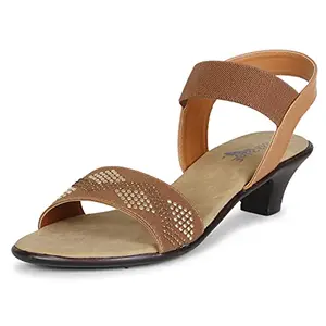 TWINSSHOE Presents Womens heel strap Tan sandals