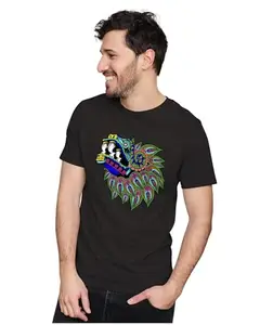 Men's & Women's Regular Fit T-Shirt Retro Cat 100% Cotton Unise T-Shirt Black; Amazon-2132