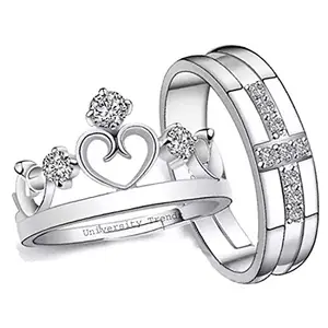 Valentine Gifts Adjustable Love King Crown Couple Finger Rings Combo for Men Women boyfriend girlfriend husband and wife