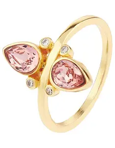 Accessorize London Sparkle Vintage Rose Ring with Swarovski® Crystals Ring for Women (Pink) (MN-89412570004)