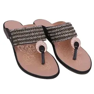 WELLMAX Women's Kohlapuri Flat Sandals | Traditional Ethnic Design | Comfortable Wear