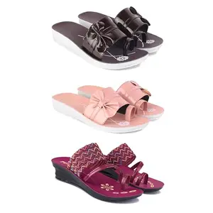 Women's Comfortable Sandal,Casual Lightweight Sandal for Everyday Wear | PCR-(3-COMBO)-1987-1988-1949-6