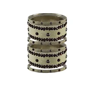 Vidhya Kangan Cream Stone Stud Brass Bangle (ban13345-2.2)
