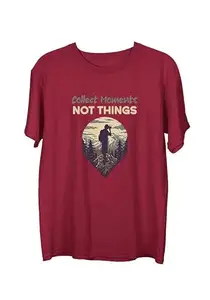 Wear Your Opinion Men's Premium Cotton Printed Round Neck T-Shirt (Design: Collect Moments,Maroon,XXXX-Large)