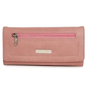 Fostelo Women's Faux Leather Two Fold Wallet (Light Pink) (Medium)
