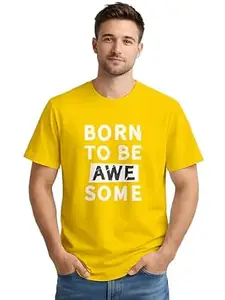 ENCIGER Men’s Printed Cotton T-Shirt | Graphic Casual Tee Round Neck Half Sleeve | Trendy Regular Fit Summer Wear