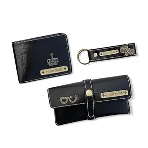 Savri Personalized Men’s Combo – Leather Wallet, Eyewear Case & Keychain with Name & Charm | Customized Gift for Men – Father’s Day, Birthday, Anniversary, Retirement | Gift for Husband, Dad, Brother