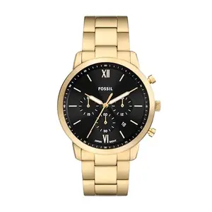 Fossil Men Neutra Gold Quartz Stainless Steel Black Dial Analog Watch FS6093