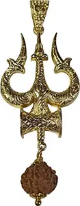 Aldomin� Shiva Trishul Pendant With Ten/10 Mukhi Rudraksh Trident Trishula Amulet Hindu Shiv Kavach Lord Deity God Shakti Unisex