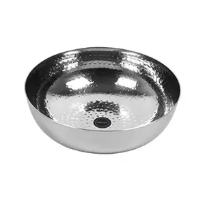 KruVan Stainless Steel Hammered Tasla/Heavy Bottom Cookware/Kadai/Kadhai for Kitchen/Utensils for Cooking, Deep Frying (Without Handle, No.14, 3450ML) price in India.