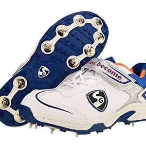 SG Xtreme 5.0 WHT/R.Blue/Orange NO.10 Cricket Shoes, 10 (WHT/R.Blue/Orange)