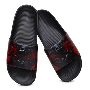 YOHO Games Of Thrones Slides for Men | Character Print Design with Footpharma Footbed | Lightweight & Comfortable Orthopedic Sliders, Flip-Flops & Chappals for Everyday Use | Classic Black - UK 9