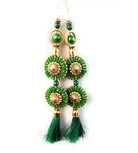 Libas Fashion Latkan Handmade Work Tassels Lehanga for Dressing Ethnic Latkan Beautiful Fancy Color 2 PC (Green)