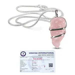 Reiki Crystal Products AAA Certified Natural Rose Quartz Pendant Wire Wrapped Crystal Stone Pendant Locket with Metal Chain for Reiki Healing (Color : Pink)