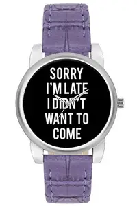 BIGOWL Sorry I'm Late Sarcastic Quote Designer Analog Wrist Watch for Women