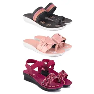 Women's Comfortable Sandal,Casual Lightweight Sandal for Everyday Wear | CL-(COMBO-3)-1992-1988-1934-6