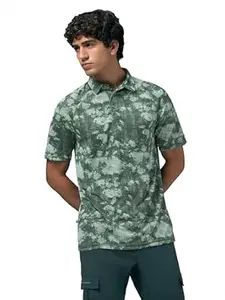 TECHNOSPORT Mens Slim Fit All Over Print Half Sleeve Polo T-Shirt with UPF50+, Quick Dry for Regular Use