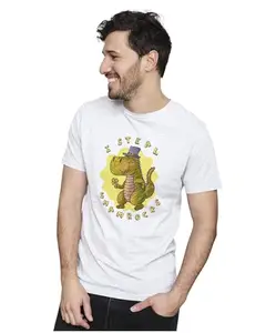 Men's & Women's Regular Fit T-Shirt Just Be Happy - Smile 100% Cotton Unise T-Shirt White|Female5XL(PATRIX06-White 5XL Men Goal)