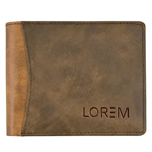 KIYARA MART Lorem Brown-Tan Double Color Bi-Fold Premium Faux Leather 7 ATM Card Slots Wallet for Men WL26-B