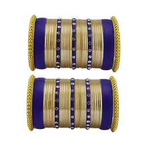 Vidhya Kangan Golden Stone Stud Brass Bangle With Extra Large Size | Over Size | Plus size |For Woman and girlsChura Bangles Set for Wedding and Party sku-(ban28431)