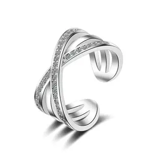 MYKI Silk-soft charm Stunning Cubiz Zircon Cross Fashionista adjustable Ring For Women & Girls