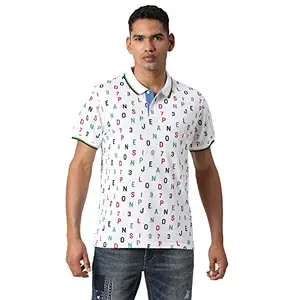 Pepe Jeans Men's Graphic Regular Fit T-Shirt (PM542066800XXL_White