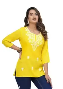 Lucknowi Short Kurtis for The Modern Woman Yellow